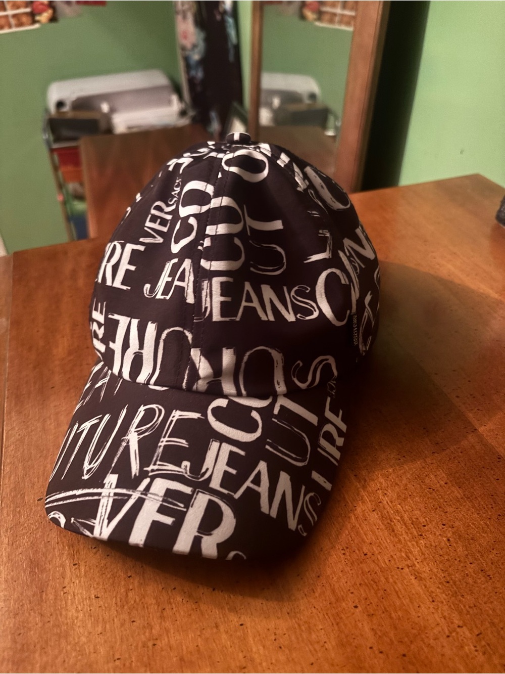 Versace Black & White Logo Script Baseball Cap